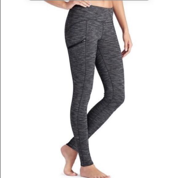 Athleta Cozy Drifter Tights Leggings Heather Gray Zipper Pockets SZ Small - Picture 9 of 9